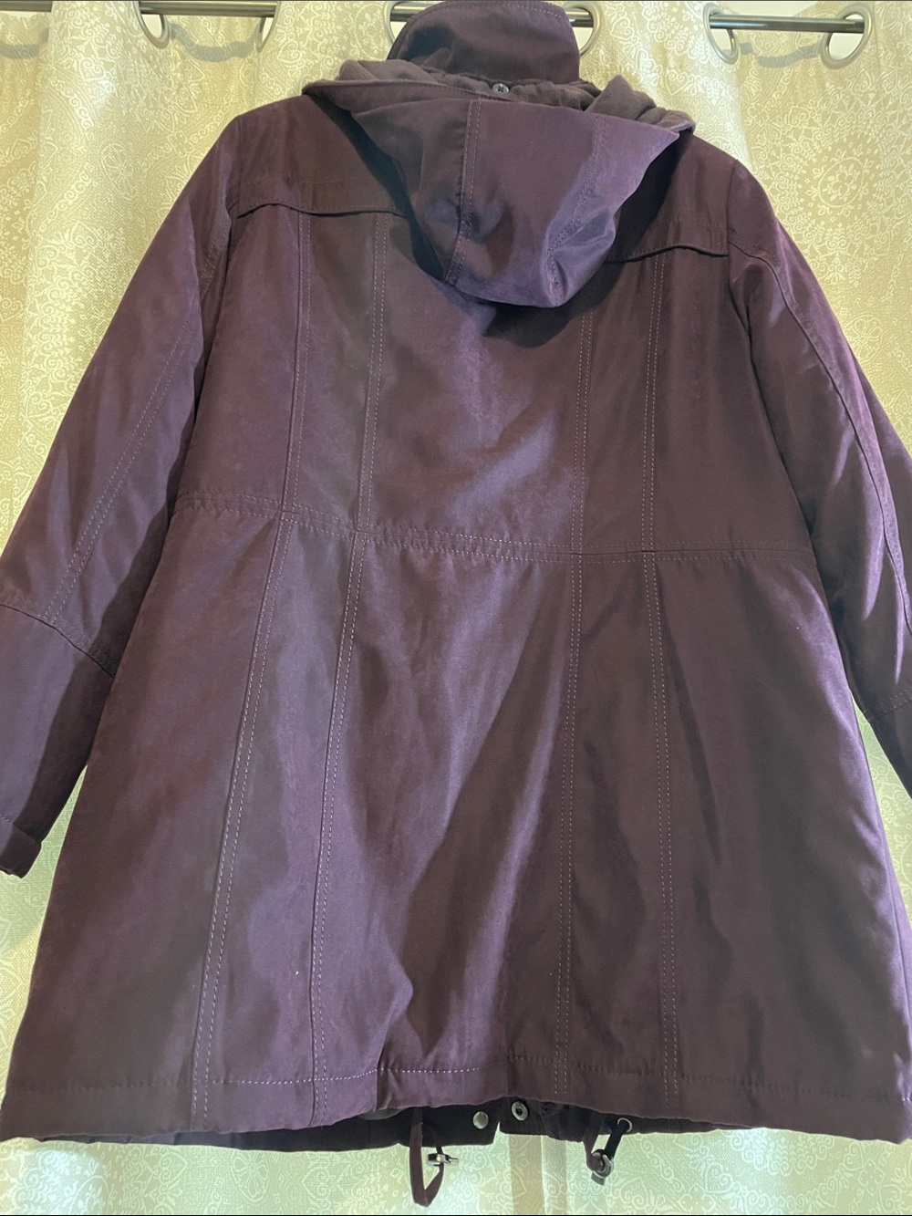 Croft & Barrow Women's XL Hooded A-Line Trench Coat in Deep Purple - Picture 4 of 7